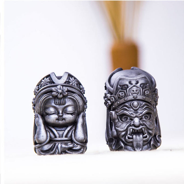 Statue de Buddha Stones faite à la main en poudre de fer Zakiram en résine coulée rouillée Décoration de la maison zen