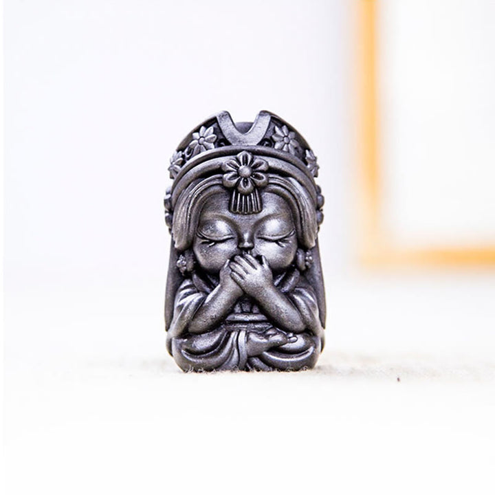 Statue de Buddha Stones faite à la main en poudre de fer Zakiram en résine coulée rouillée Décoration de la maison zen