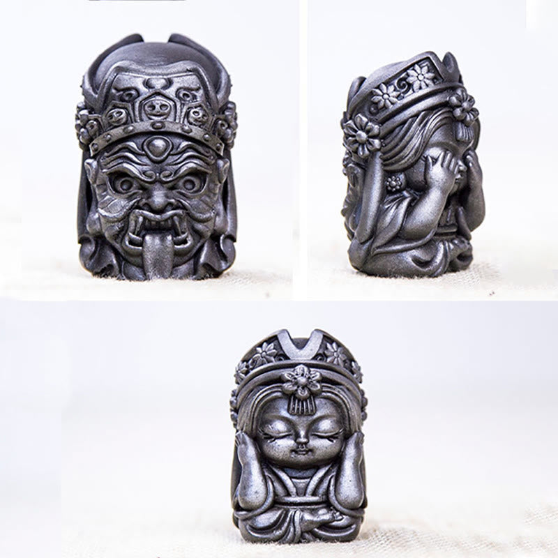Statue de Buddha Stones faite à la main en poudre de fer Zakiram en résine coulée rouillée Décoration de la maison zen