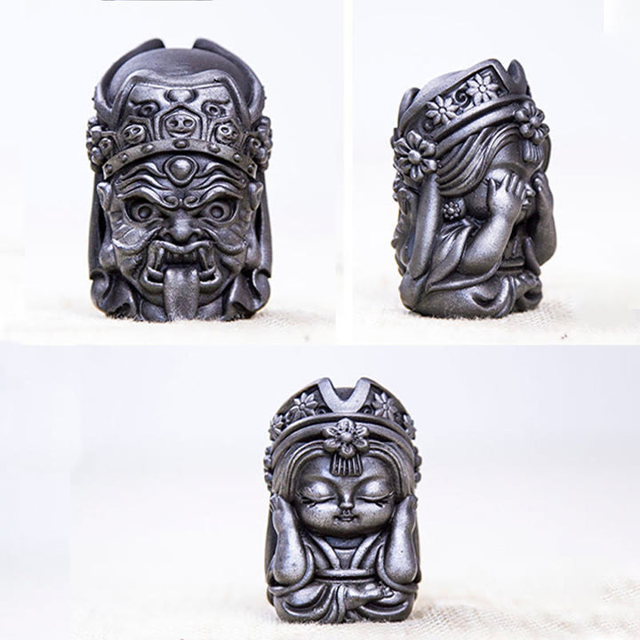 Statue de Buddha Stones faite à la main en poudre de fer Zakiram en résine coulée rouillée Décoration de la maison zen