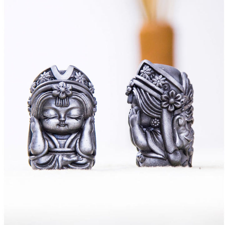 Statue de Buddha Stones faite à la main en poudre de fer Zakiram en résine coulée rouillée Décoration de la maison zen