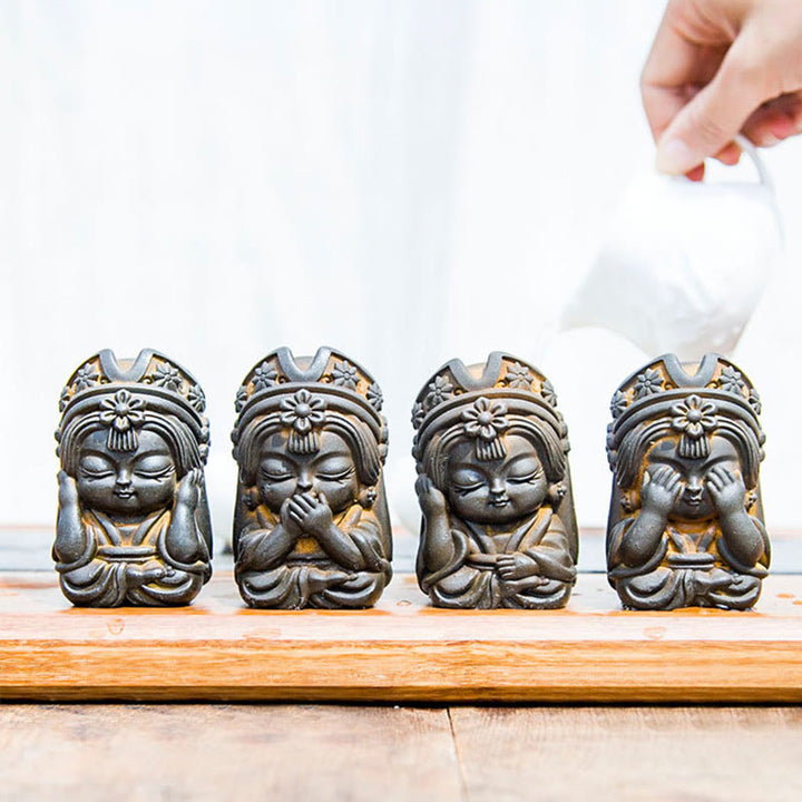 Statue de Buddha Stones faite à la main en poudre de fer Zakiram en résine coulée rouillée Décoration de la maison zen