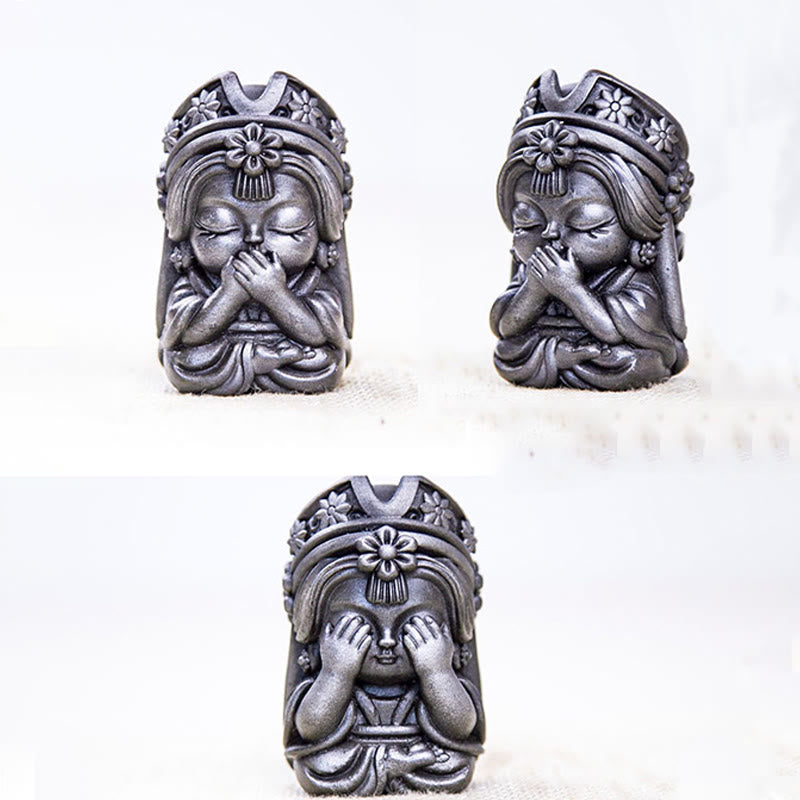 Statue de Buddha Stones faite à la main en poudre de fer Zakiram en résine coulée rouillée Décoration de la maison zen