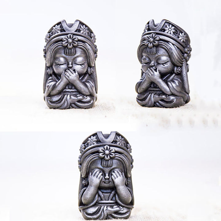 Statue de Buddha Stones faite à la main en poudre de fer Zakiram en résine coulée rouillée Décoration de la maison zen