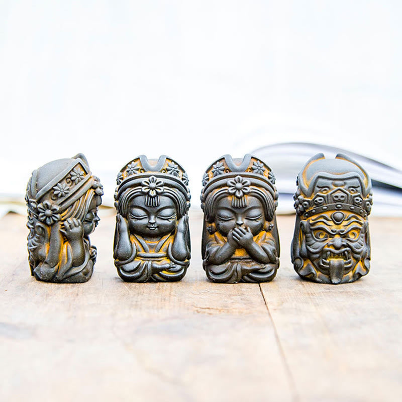 Statue de Buddha Stones faite à la main en poudre de fer Zakiram en résine coulée rouillée Décoration de la maison zen