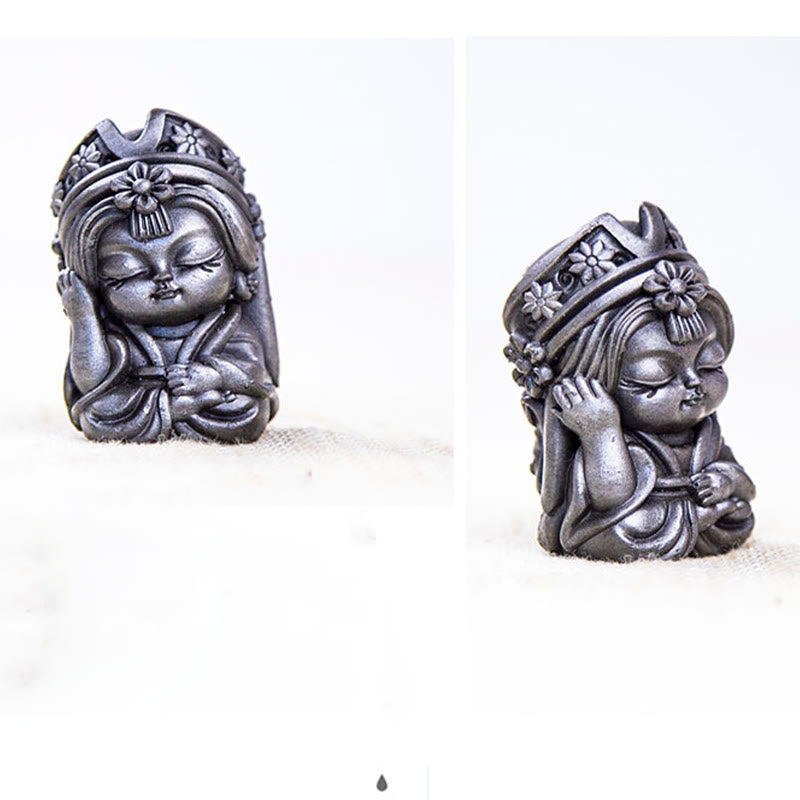 Statue de Buddha Stones faite à la main en poudre de fer Zakiram en résine coulée rouillée Décoration de la maison zen