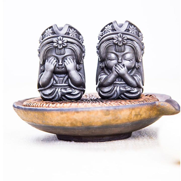 Statue de Buddha Stones faite à la main en poudre de fer Zakiram en résine coulée rouillée Décoration de la maison zen