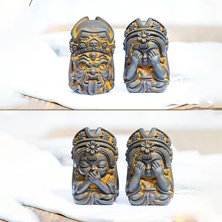 Statue de Buddha Stones faite à la main en poudre de fer Zakiram en résine coulée rouillée Décoration de la maison zen
