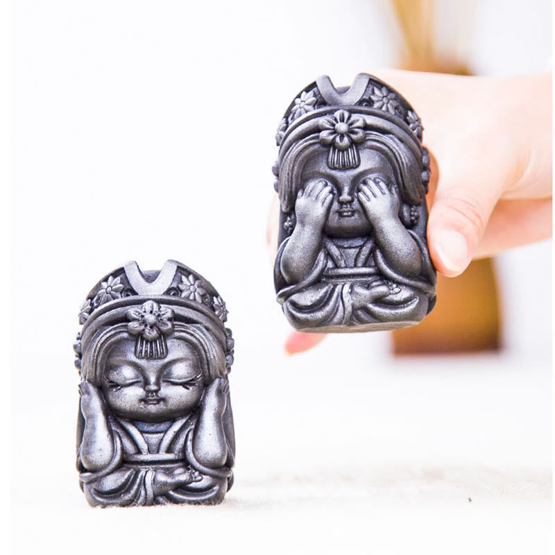 Statue de Buddha Stones faite à la main en poudre de fer Zakiram en résine coulée rouillée Décoration de la maison zen