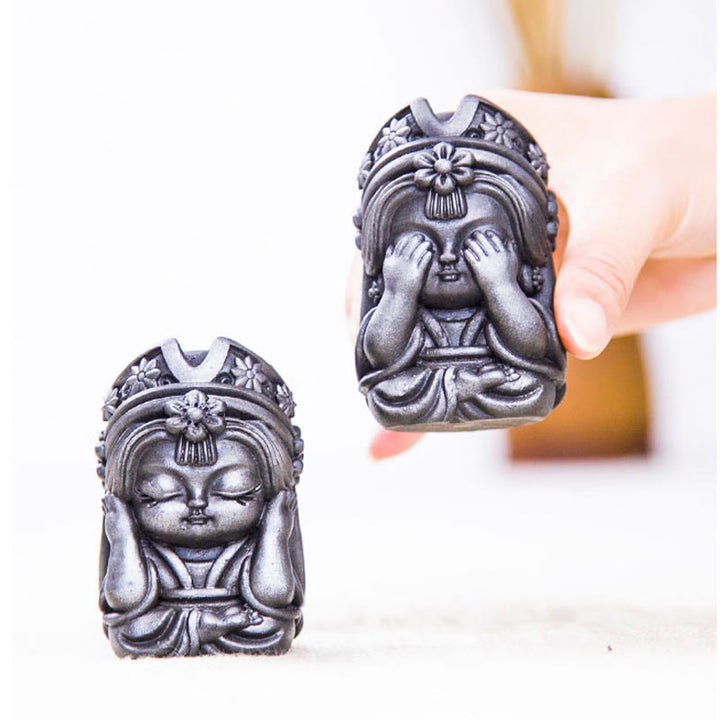 Statue de Buddha Stones faite à la main en poudre de fer Zakiram en résine coulée rouillée Décoration de la maison zen