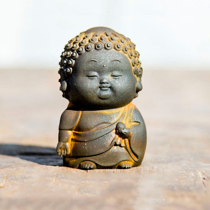 Buddha Stones Petit Debout Couché Assis Mignon Bouddha Poudre De Fer Rouille Coulée Résine Statue Décoration De La Maison - Bouddha debout 7,5 x 4,5 x 4,5 cm - image 9