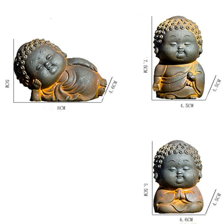 Buddha Stones Petit Debout Couché Assis Mignon Bouddha Poudre De Fer Rouille Coulée Résine Statue Décoration De La Maison - image 7