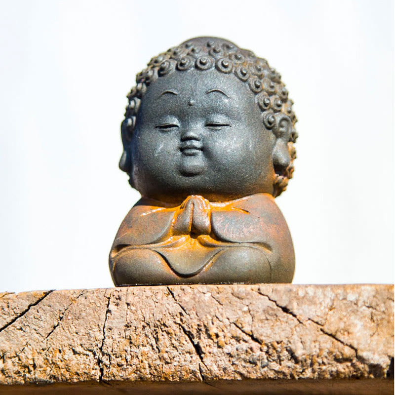 Buddha Stones Petit Debout Couché Assis Mignon Bouddha Poudre De Fer Rouille Coulée Résine Statue Décoration De La Maison - image 19