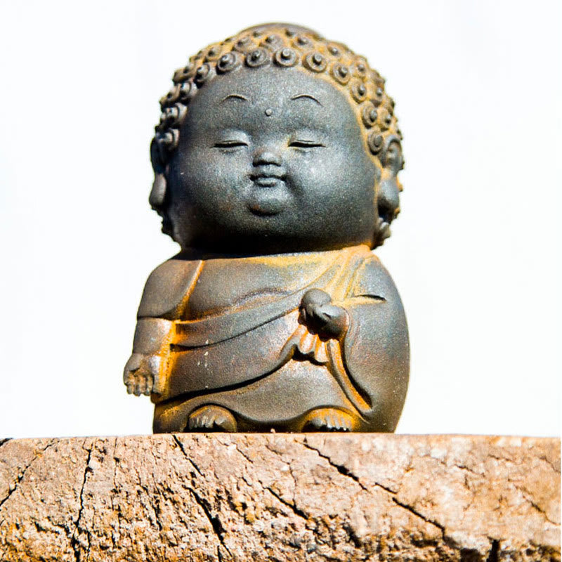 Buddha Stones Petit Debout Couché Assis Mignon Bouddha Poudre De Fer Rouille Coulée Résine Statue Décoration De La Maison - image 10