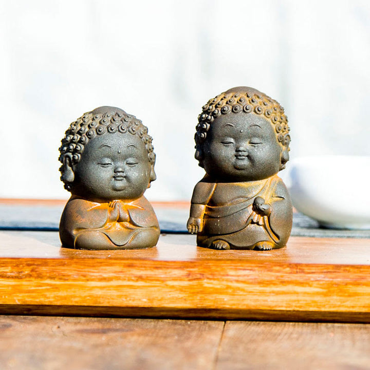 Buddha Stones Petit Debout Couché Assis Mignon Bouddha Poudre De Fer Rouille Coulée Résine Statue Décoration De La Maison - image 5