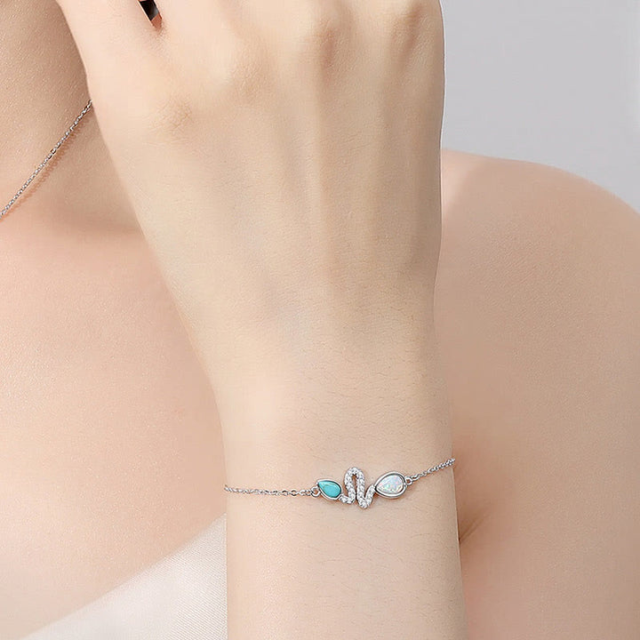 Bracelet de protection en argent sterling 925 avec opale turquoise et Buddha Stones Année du serpent