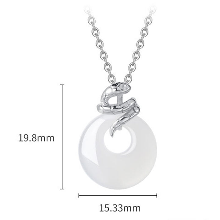 Collier pendentif positif en argent sterling 925 avec boucle de paix en calcédoine naturelle et Buddha Stones Année du serpent