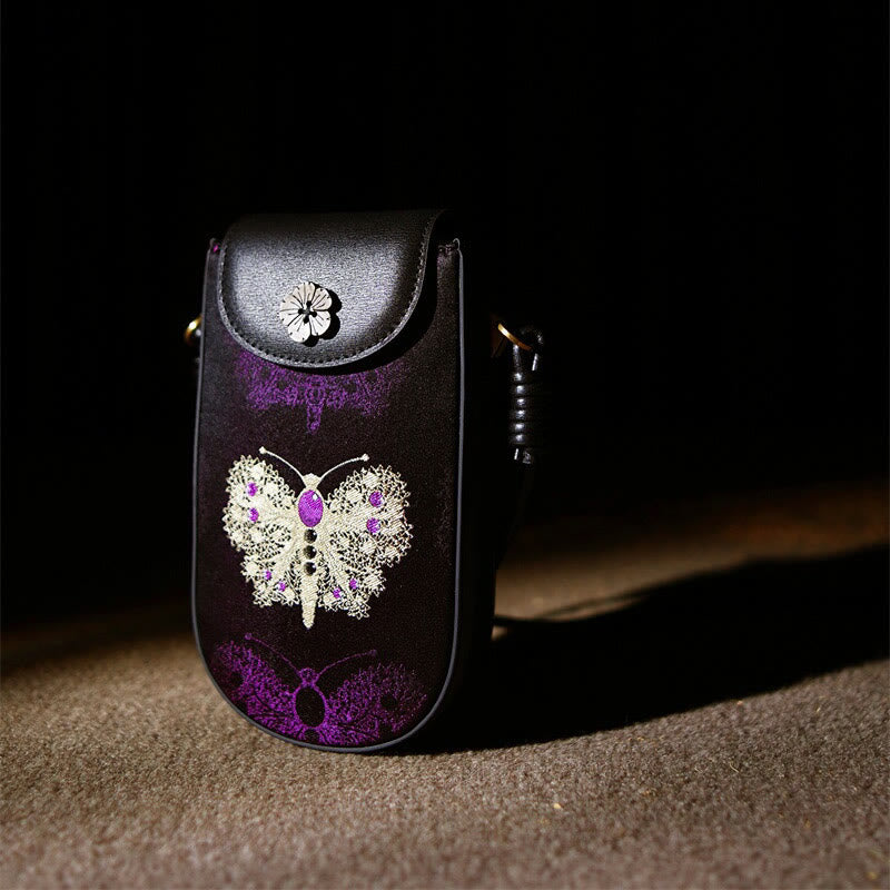 Sac à bandoulière en brocart avec Buddha Stones, rétro, fleur, papillon, feuilles, branches, chanson