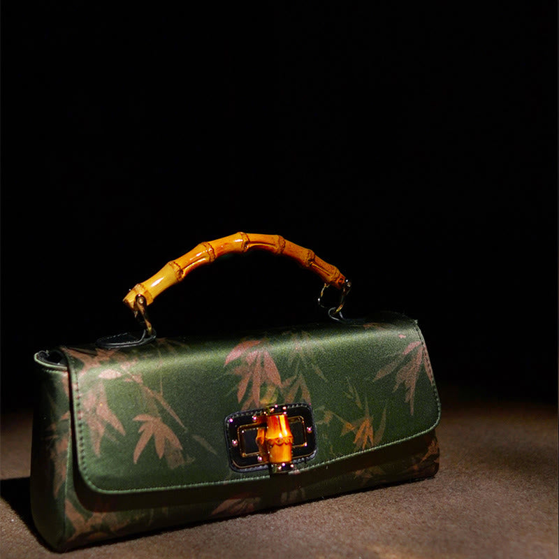 Sac à bandoulière en métal avec poignées en bambou et Buddha Stones