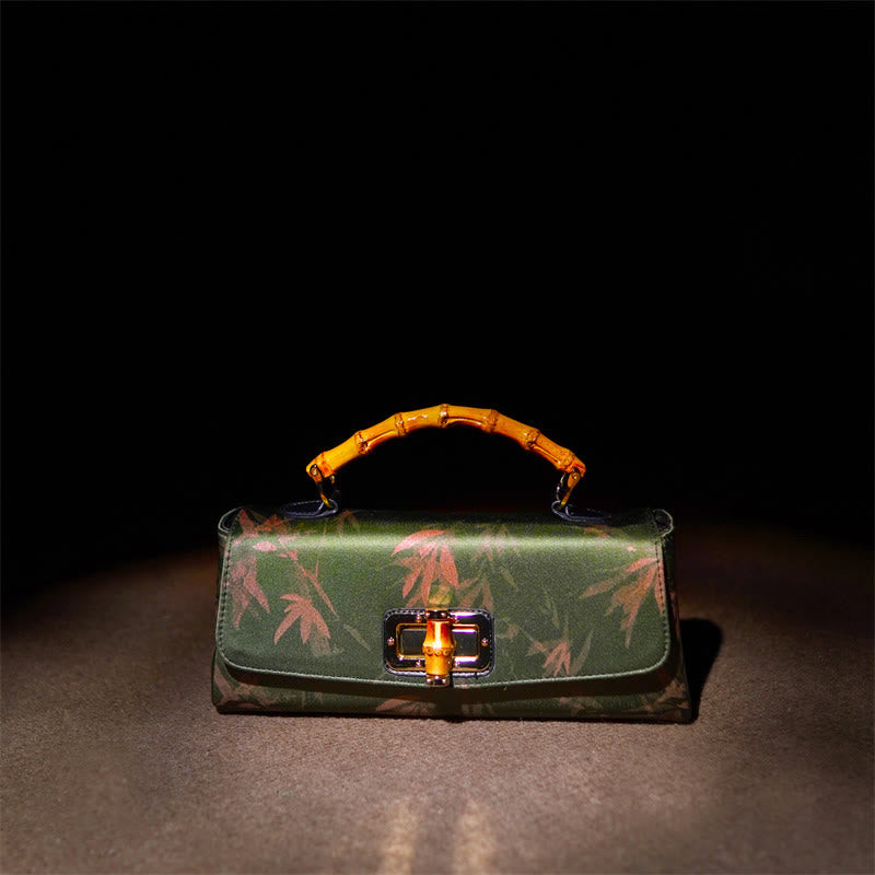 Sac à bandoulière en métal avec poignées en bambou et Buddha Stones