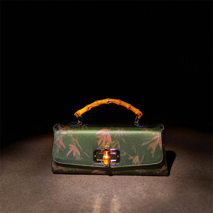 Sac à bandoulière en métal avec poignées en bambou et Buddha Stones