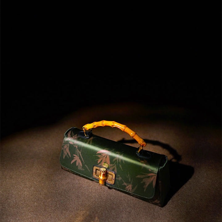 Sac à bandoulière en métal avec poignées en bambou et Buddha Stones