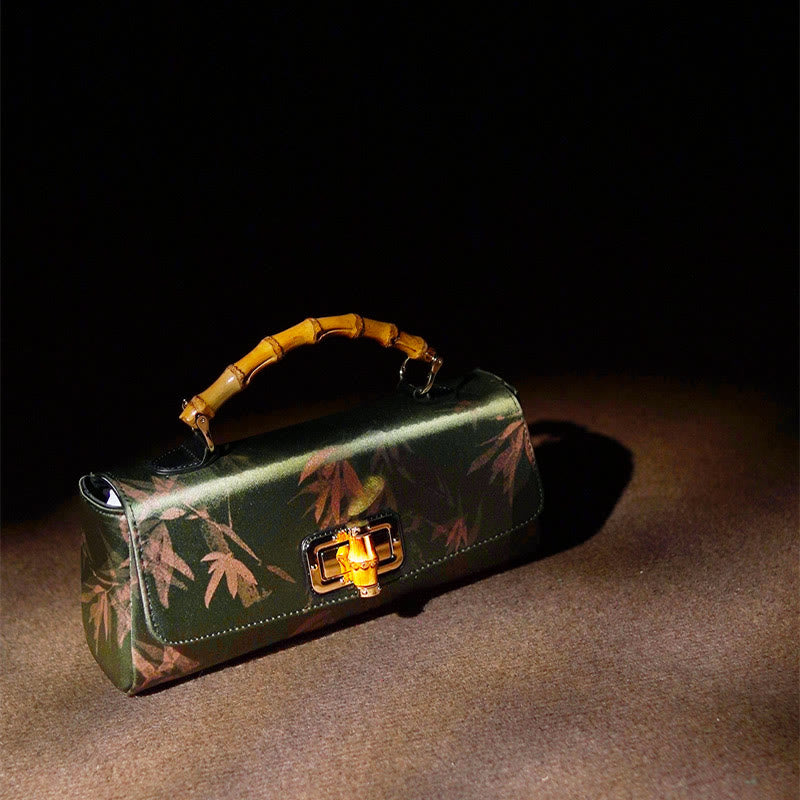Sac à bandoulière en métal avec poignées en bambou et Buddha Stones