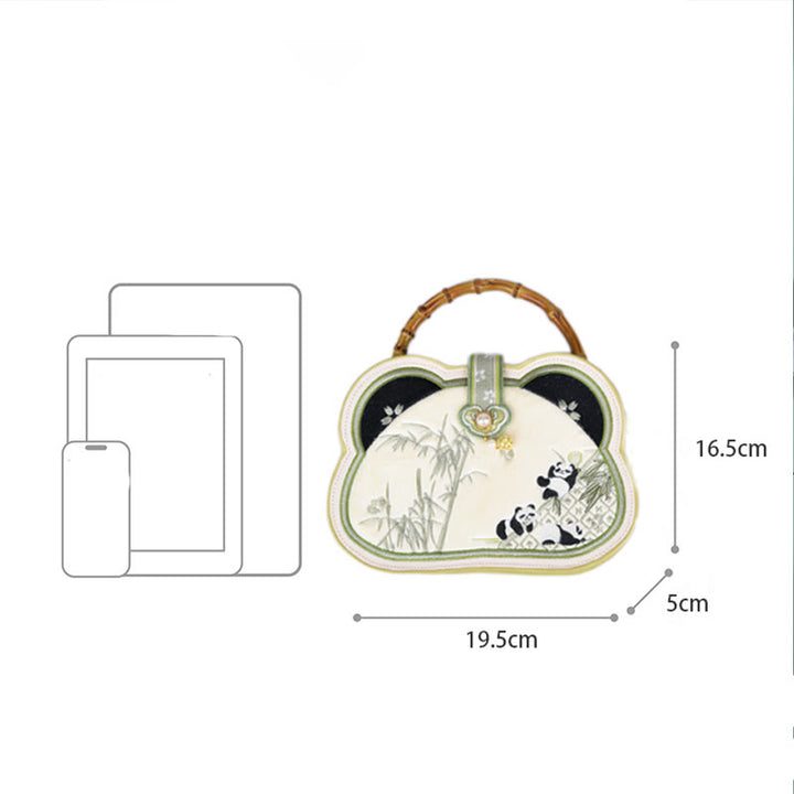 Sac à main en bandoulière avec pompon et nœud chinois en perles et broderie en bambou et Buddha Stones