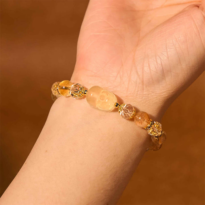 Bracelet de prospérité Pixiu en Buddha Stones et citrine naturelle