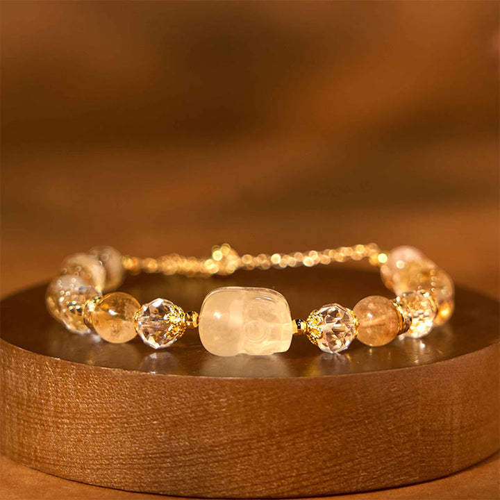Bracelet de prospérité Pixiu en Buddha Stones et citrine naturelle