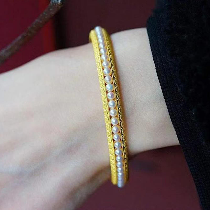 Bracelet manchette de guérison en perles de cuivre et Buddha Stones