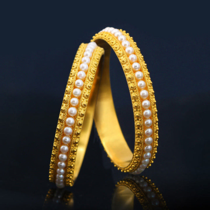 Bracelet manchette de guérison en perles de cuivre et Buddha Stones