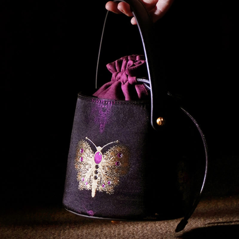 Sac à bandoulière en brocart avec chanson de papillon Buddha Stones