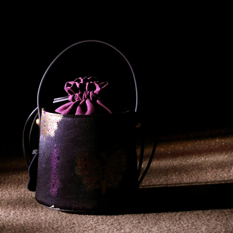 Sac à bandoulière en brocart avec chanson de papillon Buddha Stones