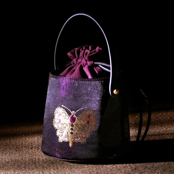 Sac à bandoulière en brocart avec chanson de papillon Buddha Stones