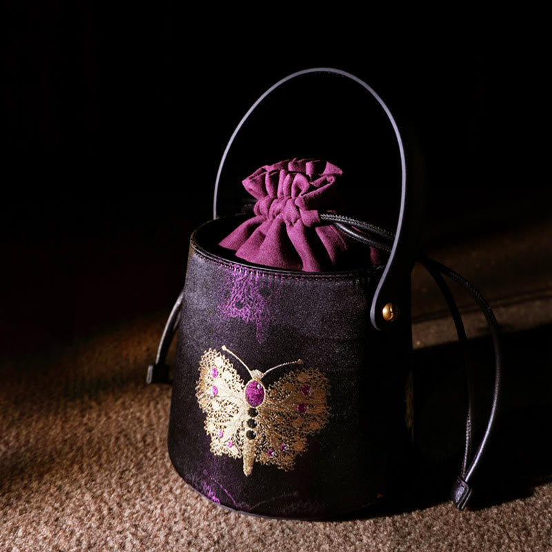 Sac à bandoulière en brocart avec chanson de papillon Buddha Stones
