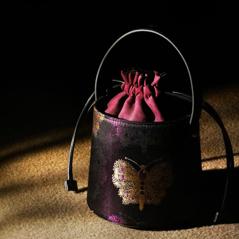 Sac à bandoulière en brocart avec chanson de papillon Buddha Stones