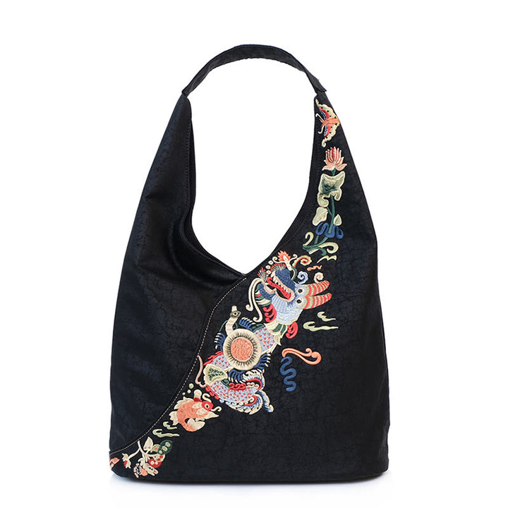 Sac à bandoulière en soie Xiangyunsha avec broderie Buddha Stones