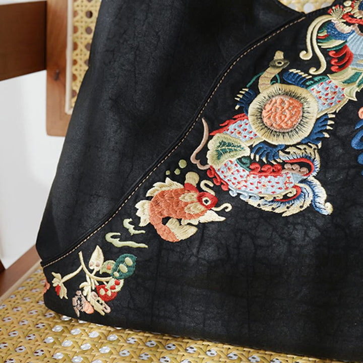 Sac à bandoulière en soie Xiangyunsha avec broderie Buddha Stones