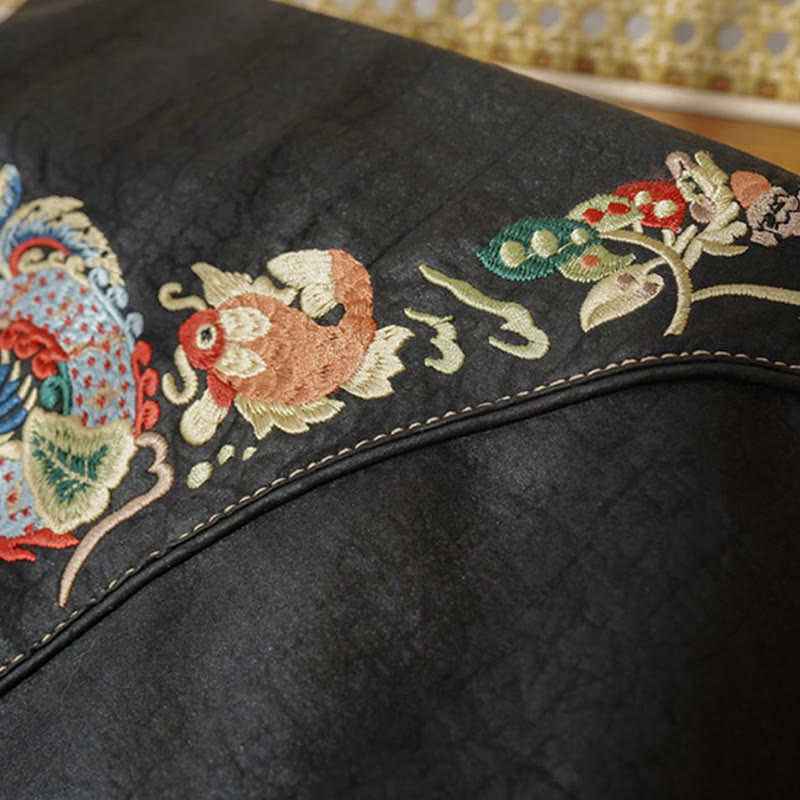 Sac à bandoulière en soie Xiangyunsha avec broderie Buddha Stones