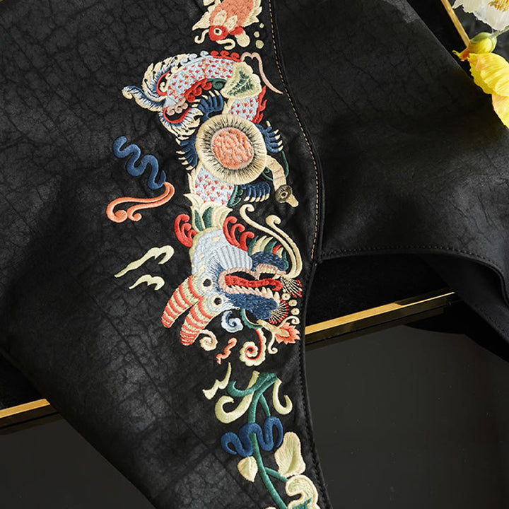 Sac à bandoulière en soie Xiangyunsha avec broderie Buddha Stones