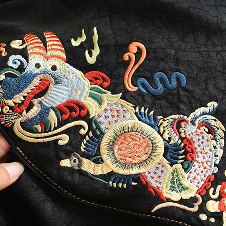 Sac à bandoulière en soie Xiangyunsha avec broderie Buddha Stones