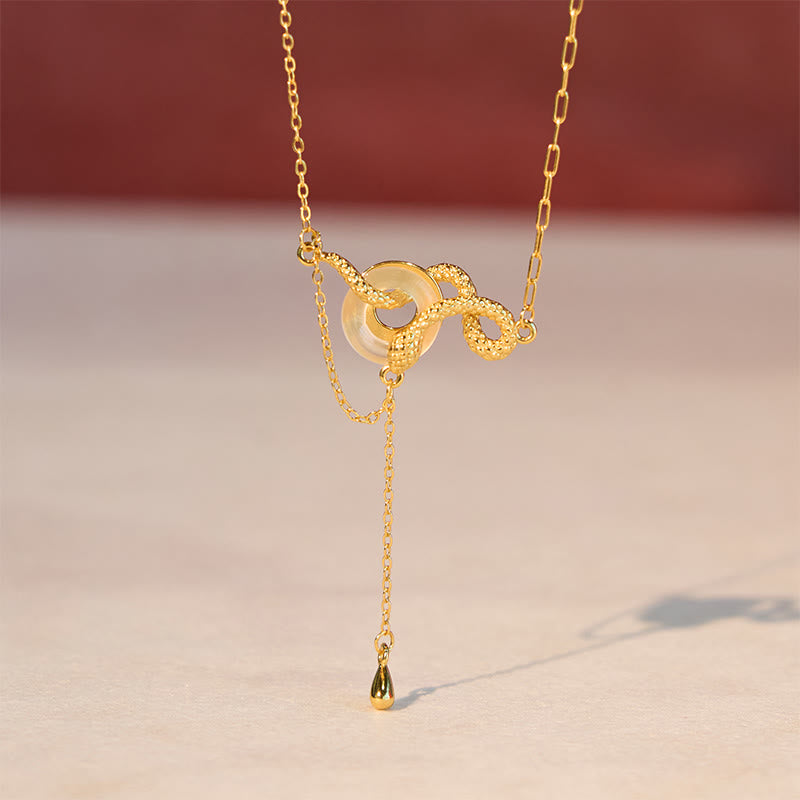 Collier pendentif en argent sterling 925 avec boucle de paix en calcédoine et Buddha Stones, pendentif en or de l'année du serpent - image 8