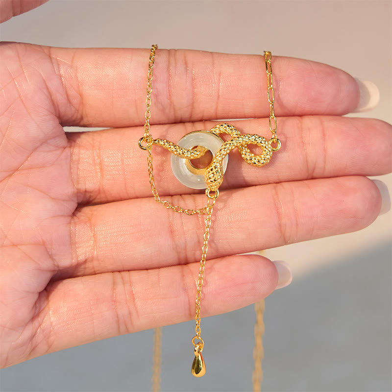 Collier pendentif en argent sterling 925 avec boucle de paix en calcédoine et Buddha Stones, pendentif en or de l'année du serpent - image 10