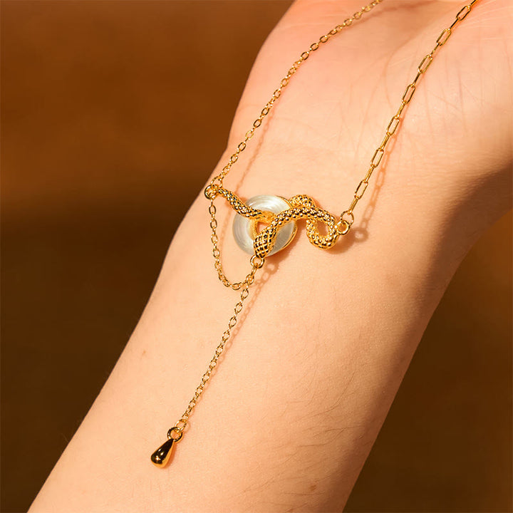 Collier pendentif en argent sterling 925 avec boucle de paix en calcédoine et Buddha Stones, pendentif en or de l'année du serpent - image 4