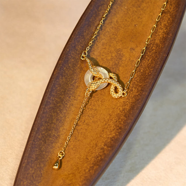 Collier pendentif en argent sterling 925 avec boucle de paix en calcédoine et Buddha Stones, pendentif en or de l'année du serpent - image 9