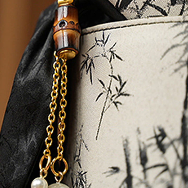 Sac à bandoulière brodé Buddha Stones Panda Bamboo Magpie