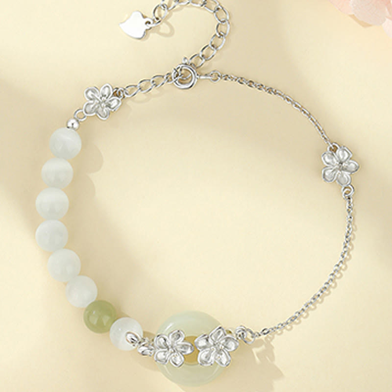 Bracelet d'amour en argent sterling 999 Buddha Stones, chrysobéryl, jade Hetian