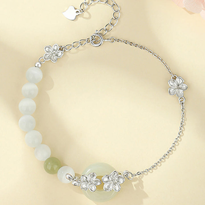 Bracelet d'amour en argent sterling 999 Buddha Stones, chrysobéryl, jade Hetian
