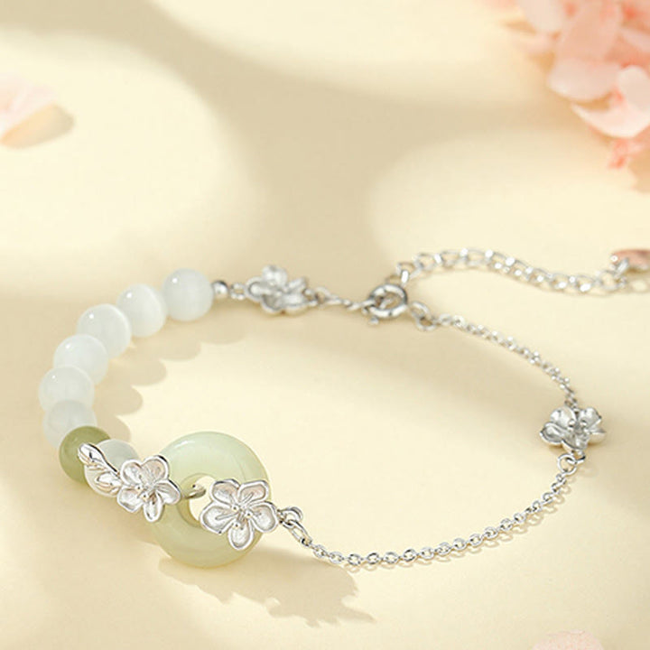 Bracelet d'amour en argent sterling 999 Buddha Stones, chrysobéryl, jade Hetian - Jade Hetian chrysobéryl en argent sterling 999 (tour de poignet : 14-19 cm) - image 9
